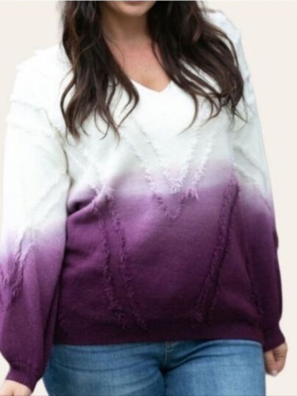 SWEET LOVELY BY JEN Purple Ombre Knit Long Sleeve Sweater Size S/M